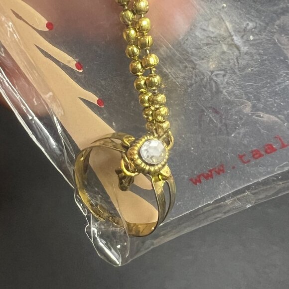 Zeal Gold Tone White Gem Rhinestone Tassel Bracelet + Adjustable Ring Jewelry - Picture 4 of 4